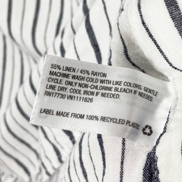 NWOT INGRID ISABEL Top XL Maternity Linen Blend Stripe Snap Long Sleeve Popover - Picture 6 of 6